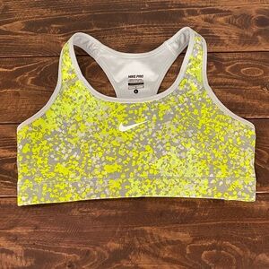 Nike Pro Neon Yellow and Gray Sports Bra